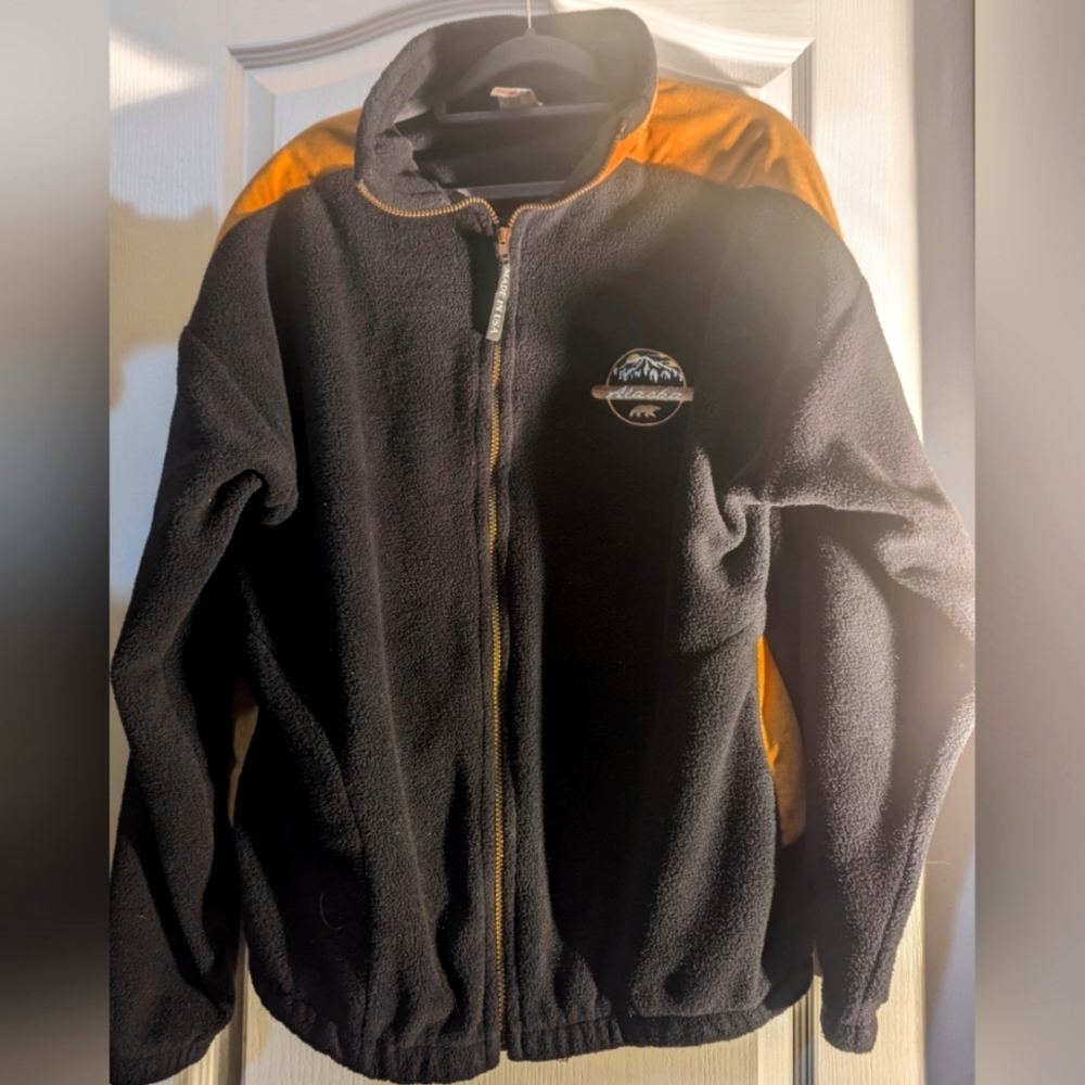 Vintage Polar Graphics Fleece Men Extra Large XL Black Sweater Jacket Alaska USA